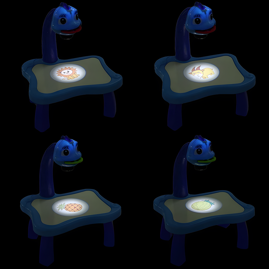 Kids Projector Drawing Table Set – Interactive Art & Tracing Toy with Lights, 24 Slide Patterns, Markers & Drawing Book