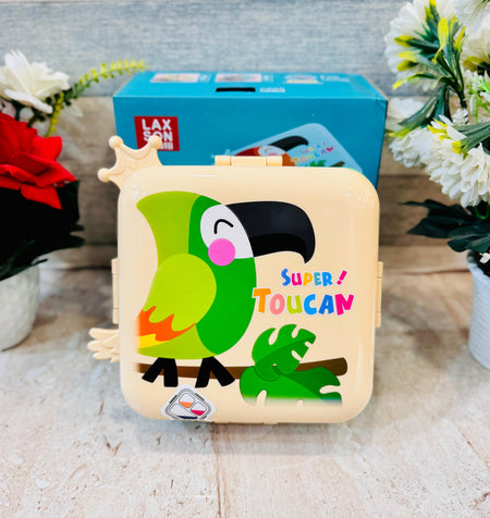 Toucan Insulated Steel Lunch Box - 3 Grids, 1120ml + 70ml with Steel Spoon & Small Container