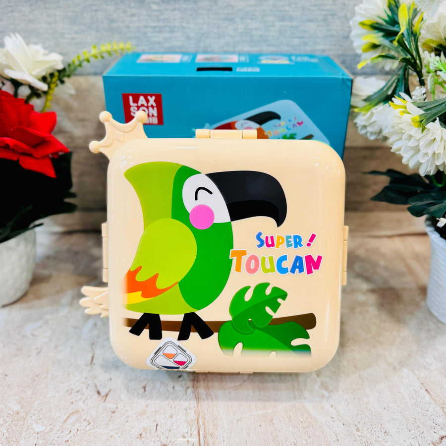 Toucan Insulated Steel Lunch Box - 3 Grids, 1120ml + 70ml with Steel Spoon & Small Container